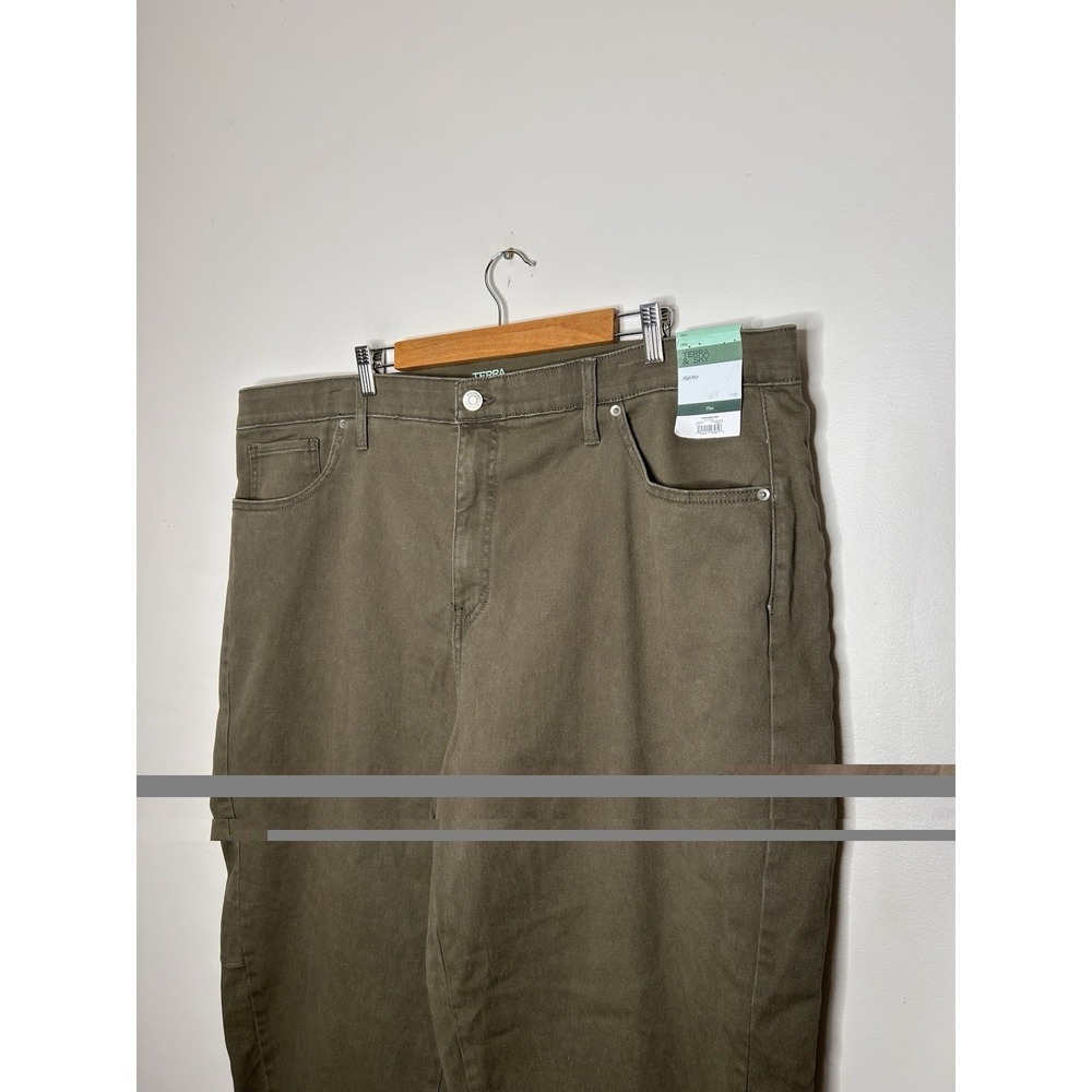Terra & Sky High Rise Olive Green Barrel Jeans Women's Plus Size 24W New NWT - Picture 3 of 9